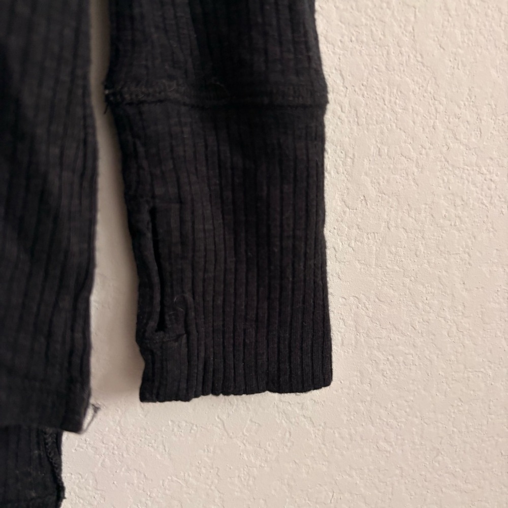 Aerie Black Ribbed Oversized Long Sleeve Top - size S - Picture 5 of 6